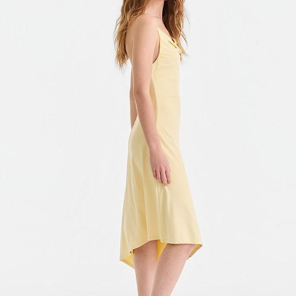 Asymmetrical Satin Midi Slip Dress