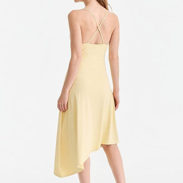 Asymmetrical Satin Midi Slip Dress