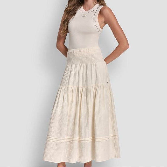 High Waisted Tiered Maxi Skirt