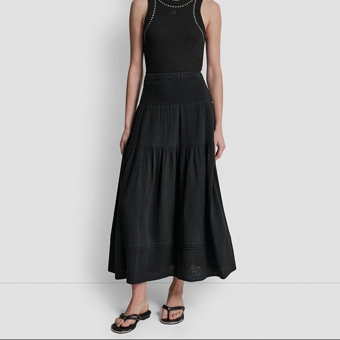High Waisted Tiered Maxi Skirt