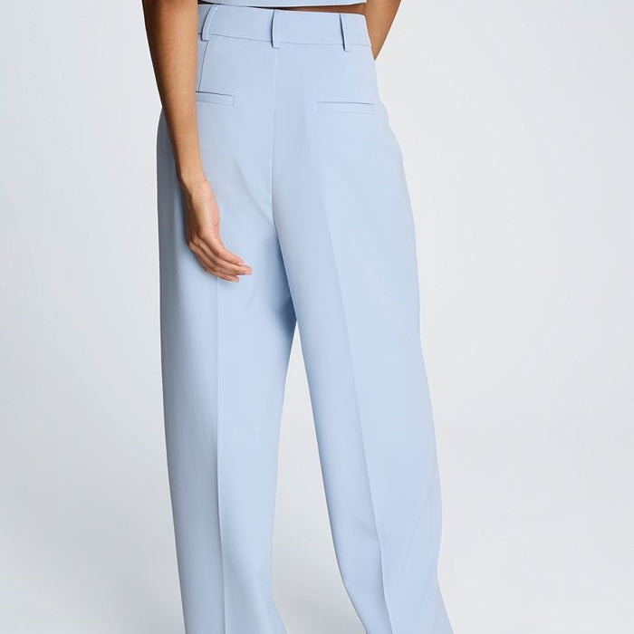 Light Blue High Waisted  Drapey  Straight Leg Trousers