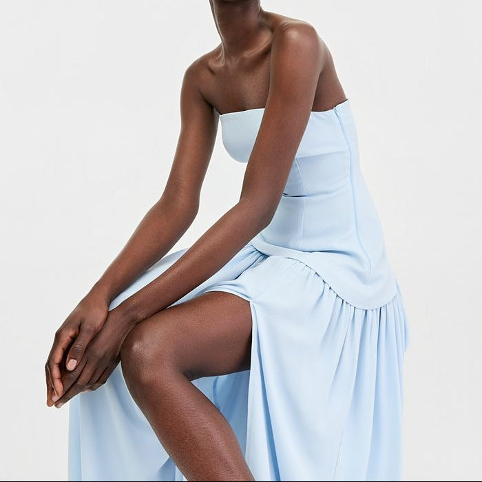Light Blue Strappy Maxi Dress With Slit