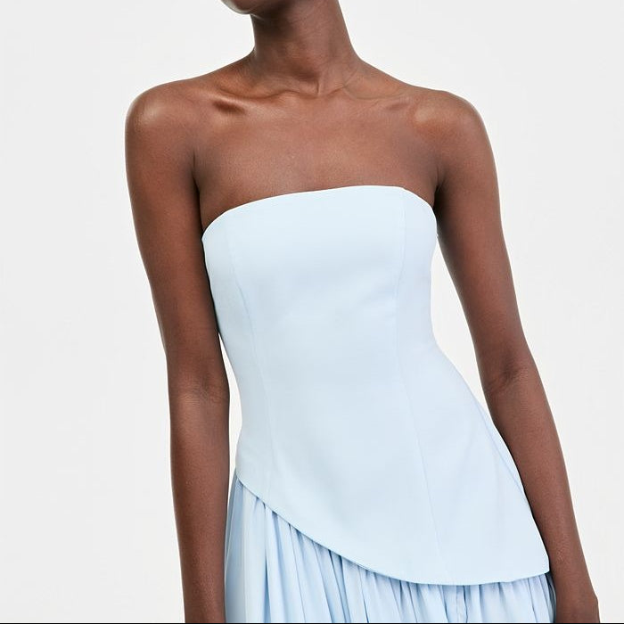 Light Blue Strappy Maxi Dress With Slit