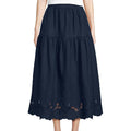 Mid Length Skirt With Openwork Floral Embroidery