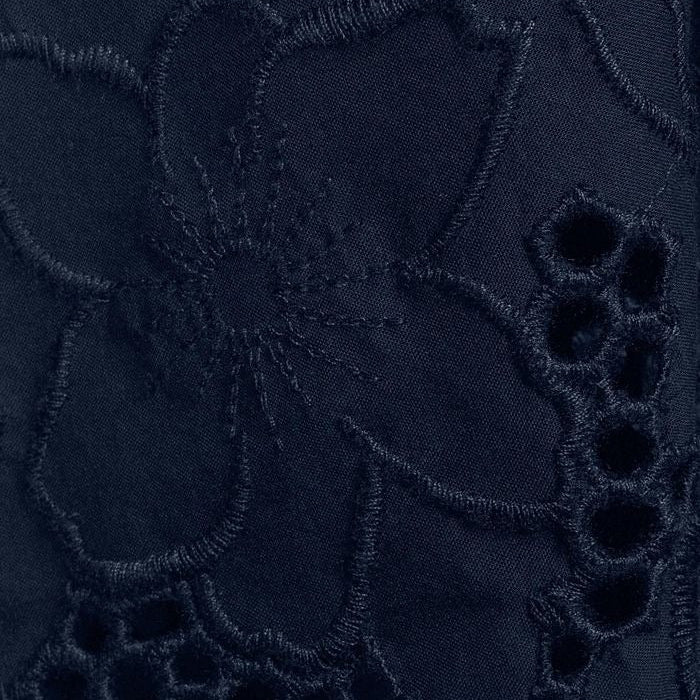 Mid Length Skirt With Openwork Floral Embroidery