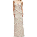 Off White Floral Print Spaghetti Strap Dress