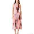 Pink Ombré Sleeveless Ruched Midi Dress