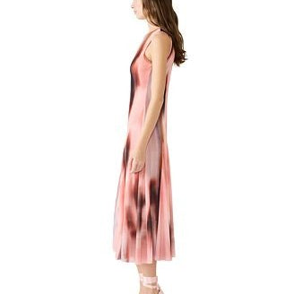 Pink Ombré Sleeveless Ruched Midi Dress