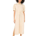 Pinstripe Waist Cinching Shirt Dress
