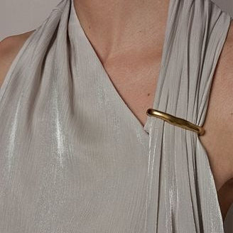 Silvery Gray Glossy Asymmetrical Halter Sleeveless Top