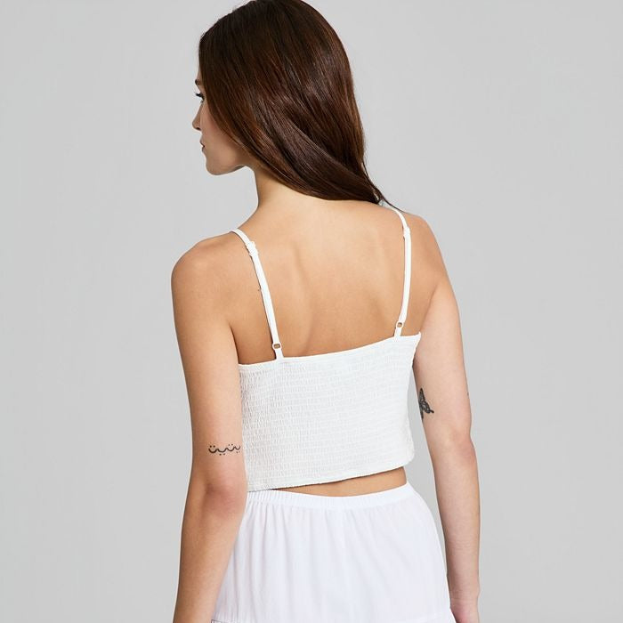 White Crocheted Lace Cropped Camisole