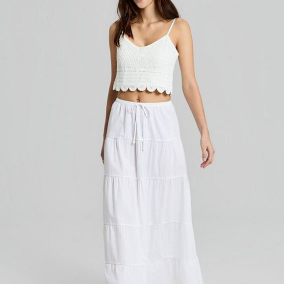 White Crocheted Lace Cropped Camisole