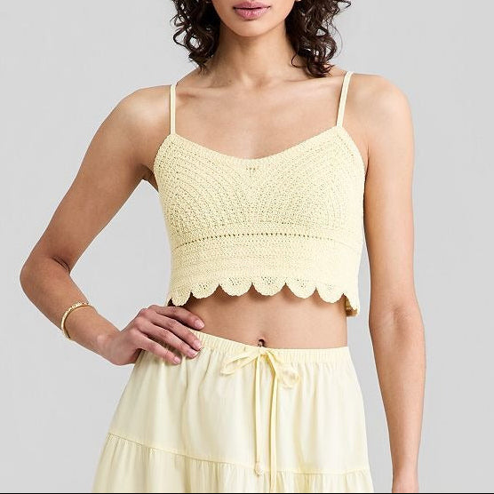 White Crocheted Lace Cropped Camisole