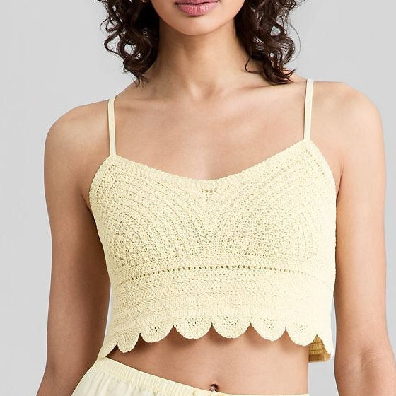 White Crocheted Lace Cropped Camisole